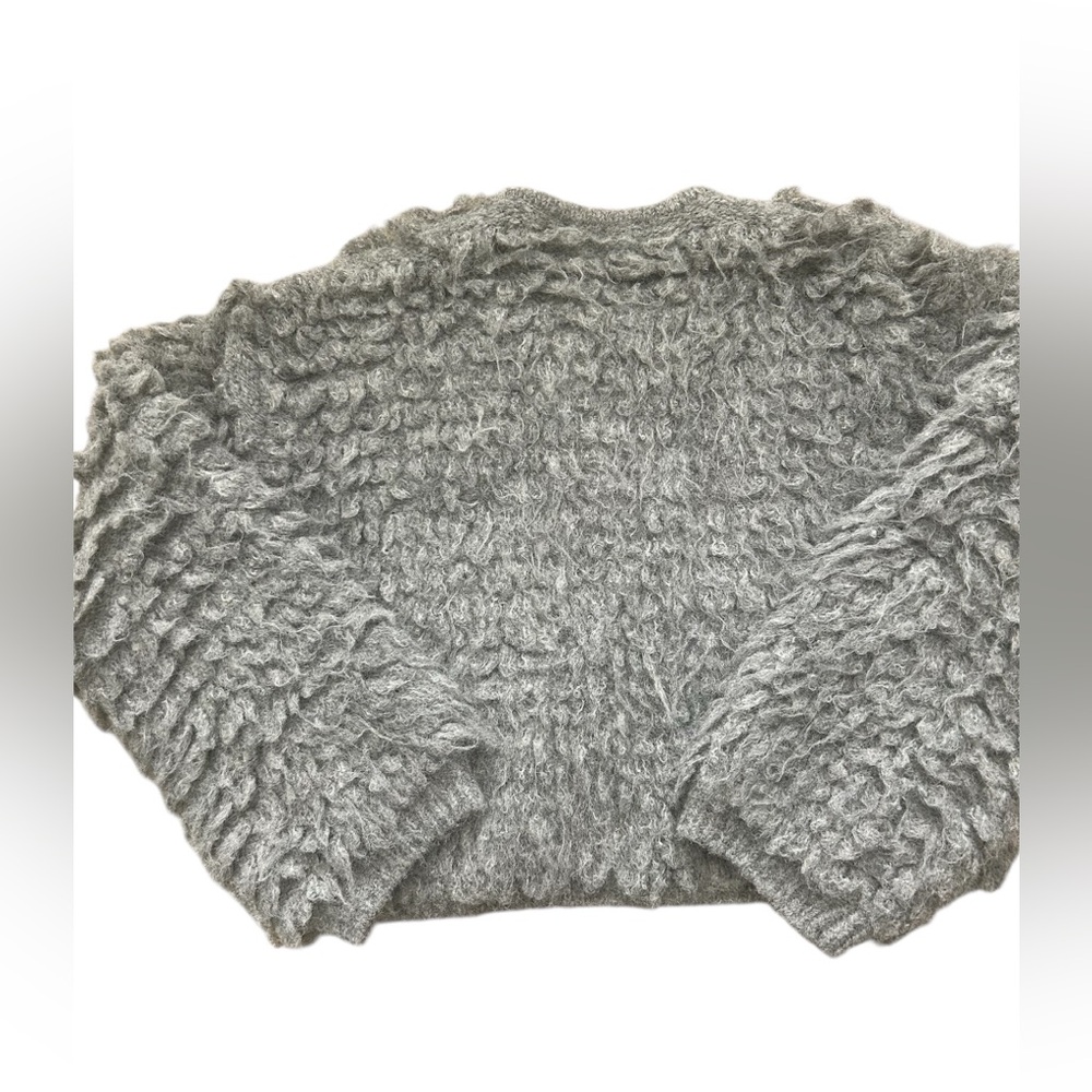 Ancosti Fuzzy Knit Cropped Cardigan | Gray, Textured Sweater, Size M - Picture 5 of 6